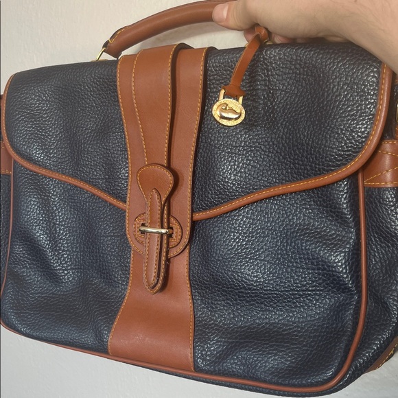 Dooney & Bourke Navy and Tan Leather Briefcase - Picture 15 of 15